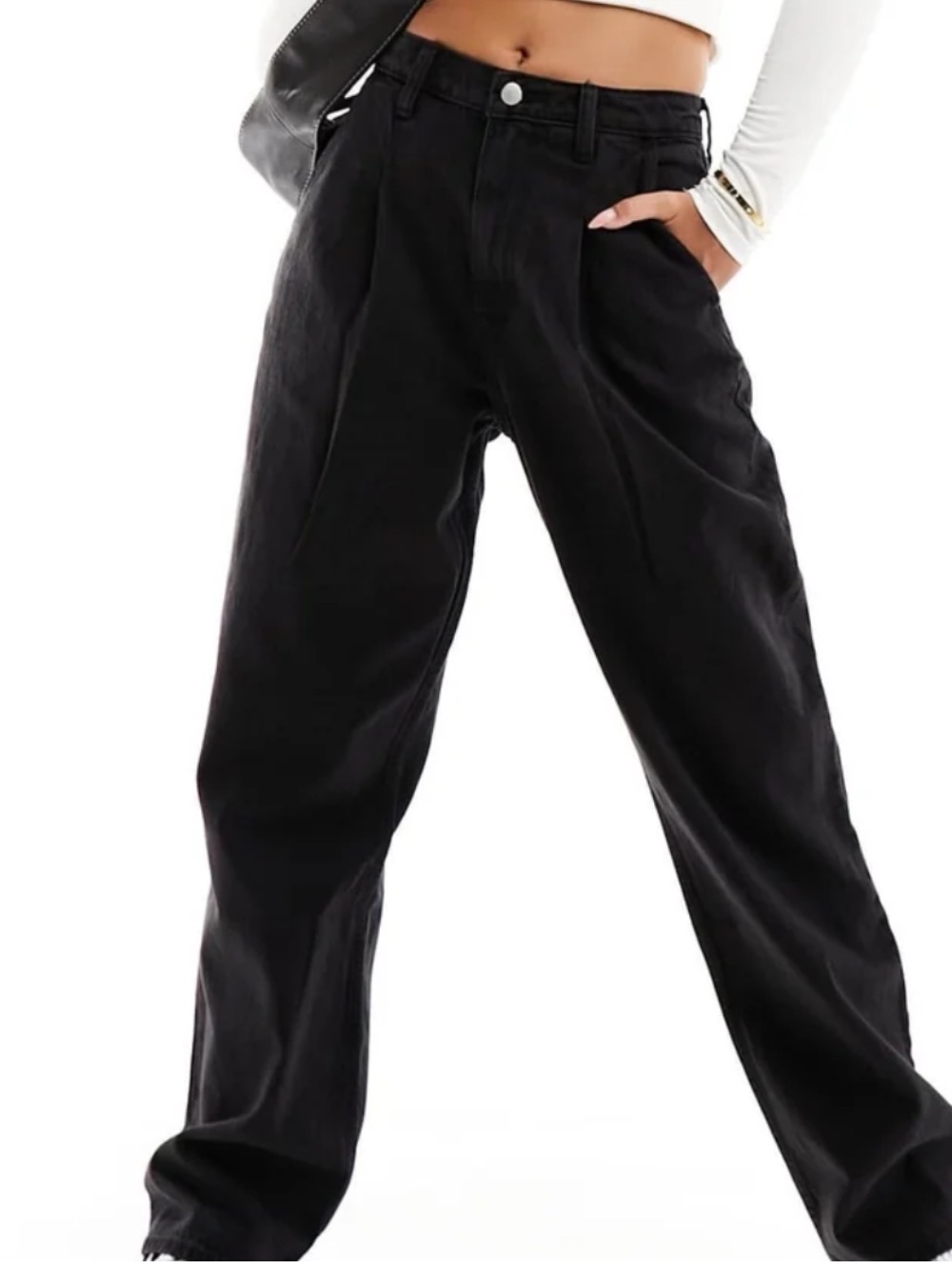 Abercrombie & Fitch Jeans Women 4 Black The Loose High Rise Pleated Wide Leg
